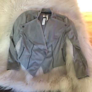 Faux suede grey moto jacket